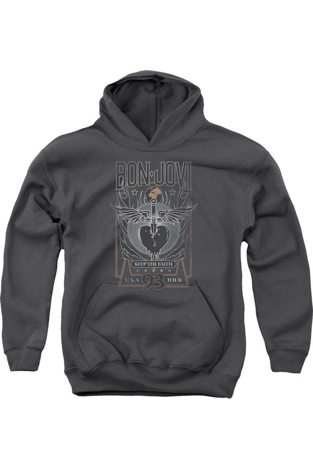 

Бон Джови Keep The Faith худи с капюшоном для молодежи Gildan, Charcoal