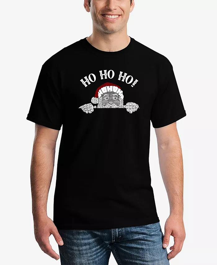 

Мужская футболка Peeking Santa с принтом LA Pop Art, черный