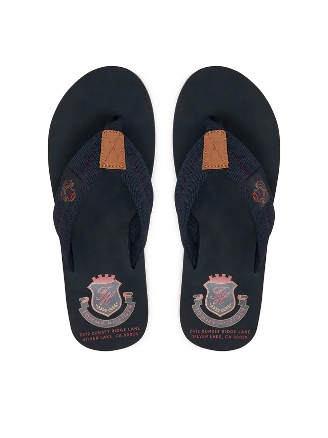Tommy Hilfiger Шлепанцы Patch Hilfiger Beach Sandal FM0FM05804 темно-синие