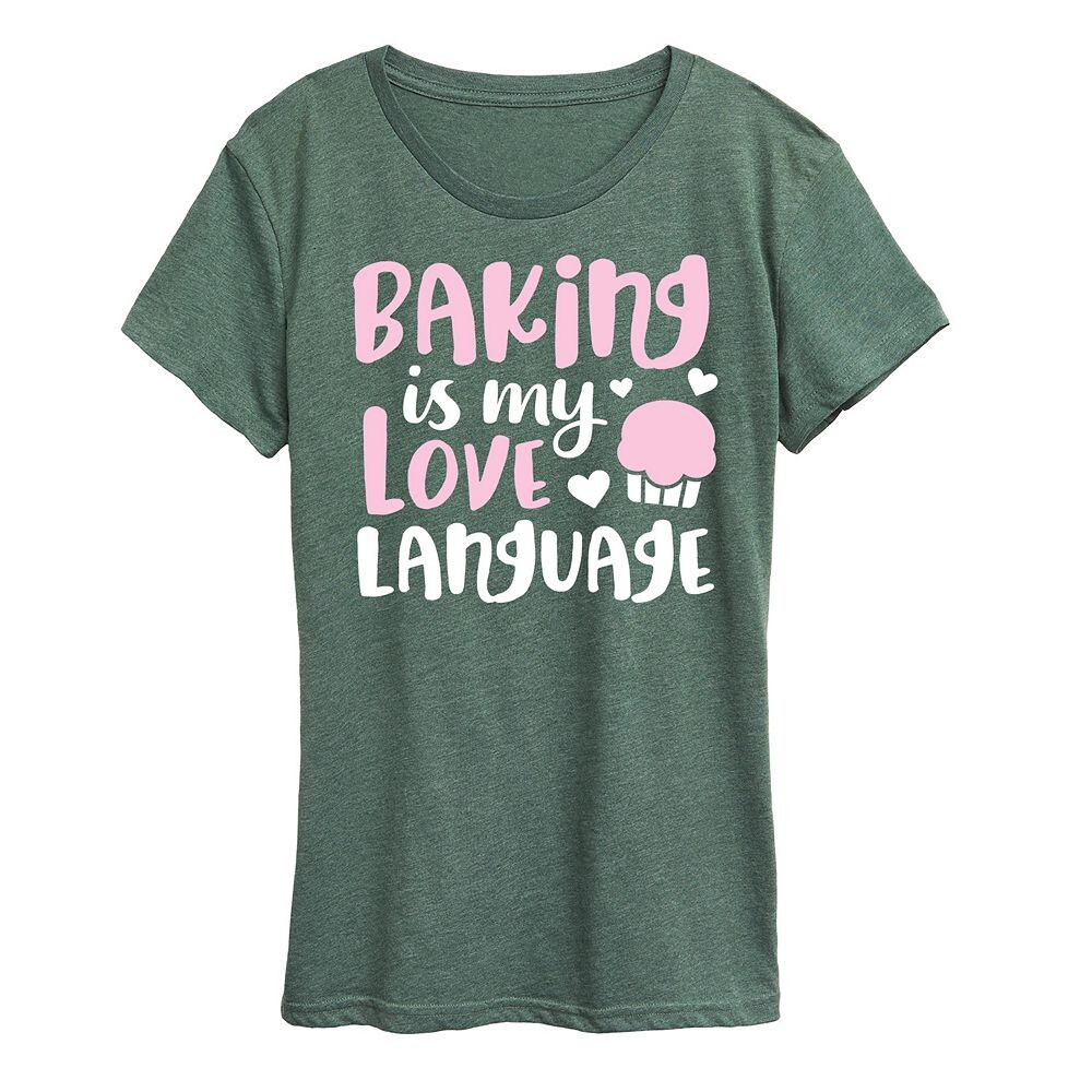 

Женская футболка с рисунком Baking Is My Love Language Licensed Character, цвет Heather Green