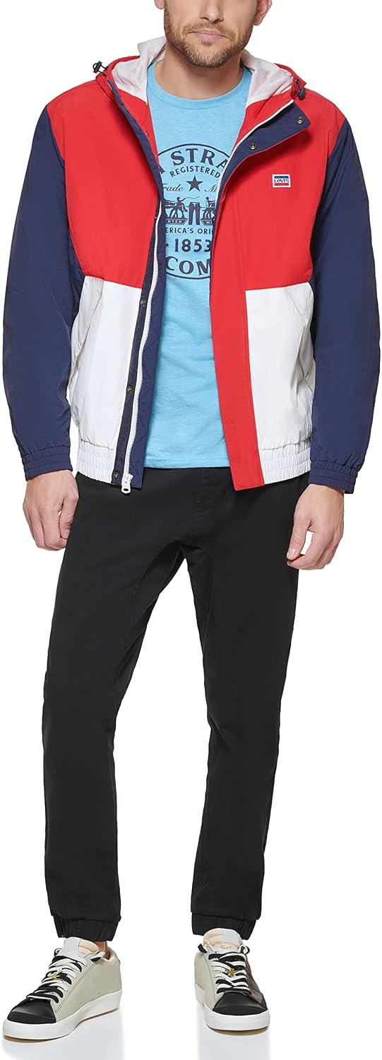 Levi's mens Мужская ретро-ветровка Levi's в цветных блоках, Red/Ice/Navy Color Block — фото 2