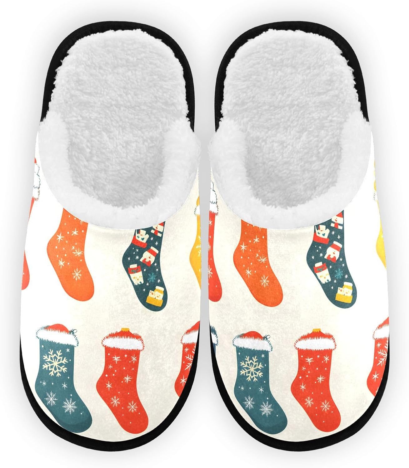 

Рождественские плюшевые тапочки FENOCHE для женщин и мужчин, теплые и удобные, для путешествий и спа, домашние тапочки с противоскользящей подошвой, Multicolor