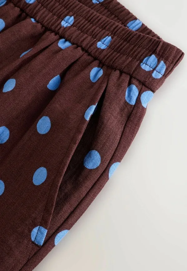 Высокие брюки на резинке с очень широкими штанинами Next, Chocolate Brown Blue Spot — фото 3