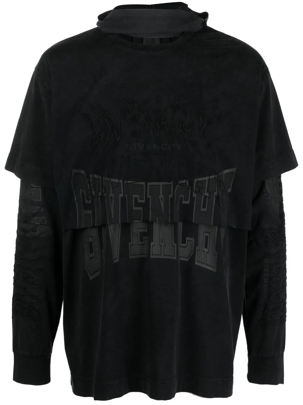 

Футболка с длинными рукавами и вышитым логотипом Givenchy, черный