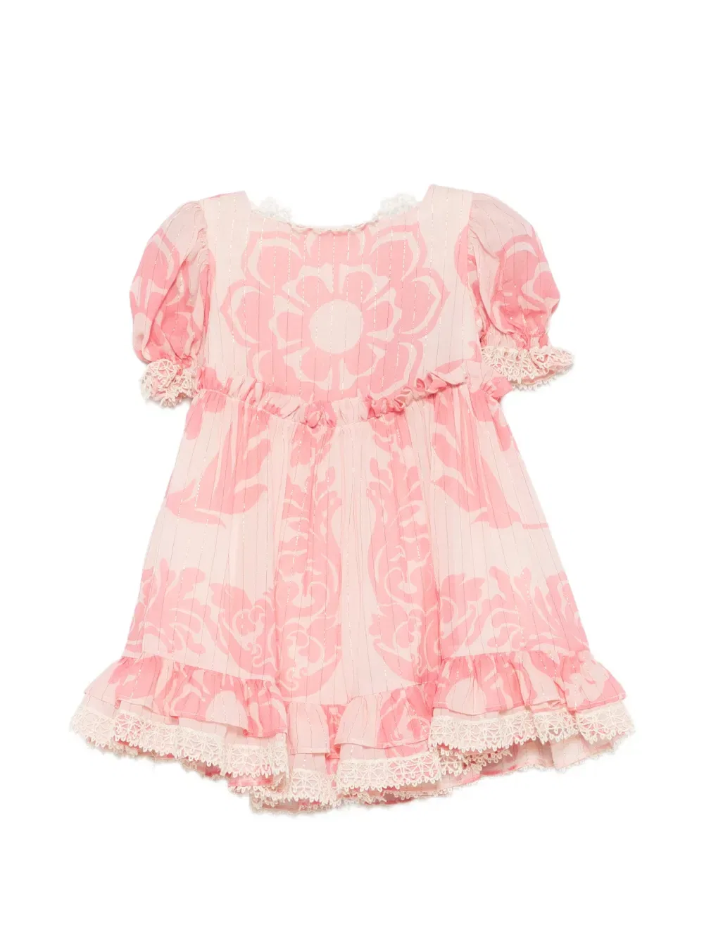 Платье с цветочным принтом и оборками Etro Kids, розовый