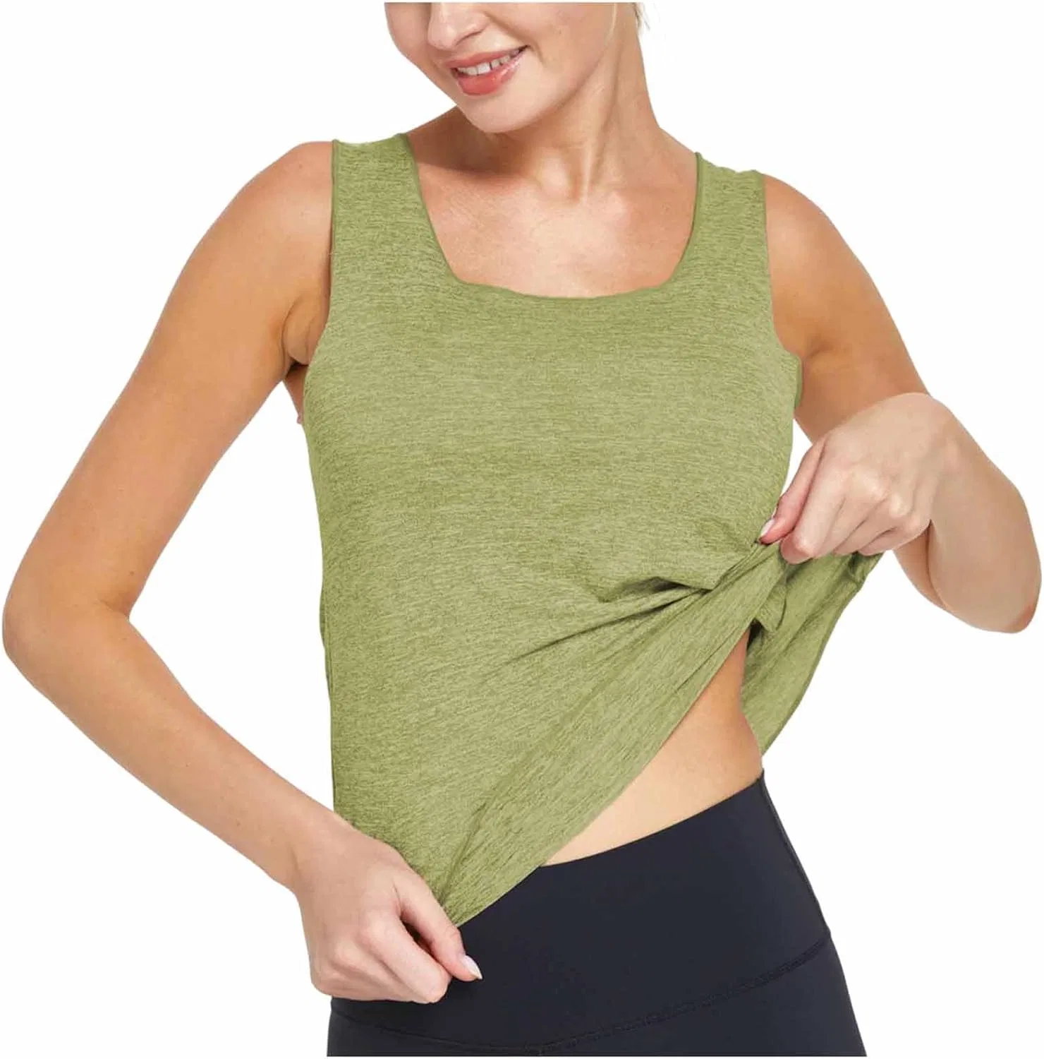 Женский топ для тренировок Workout Basic Tank Tops, Army Green