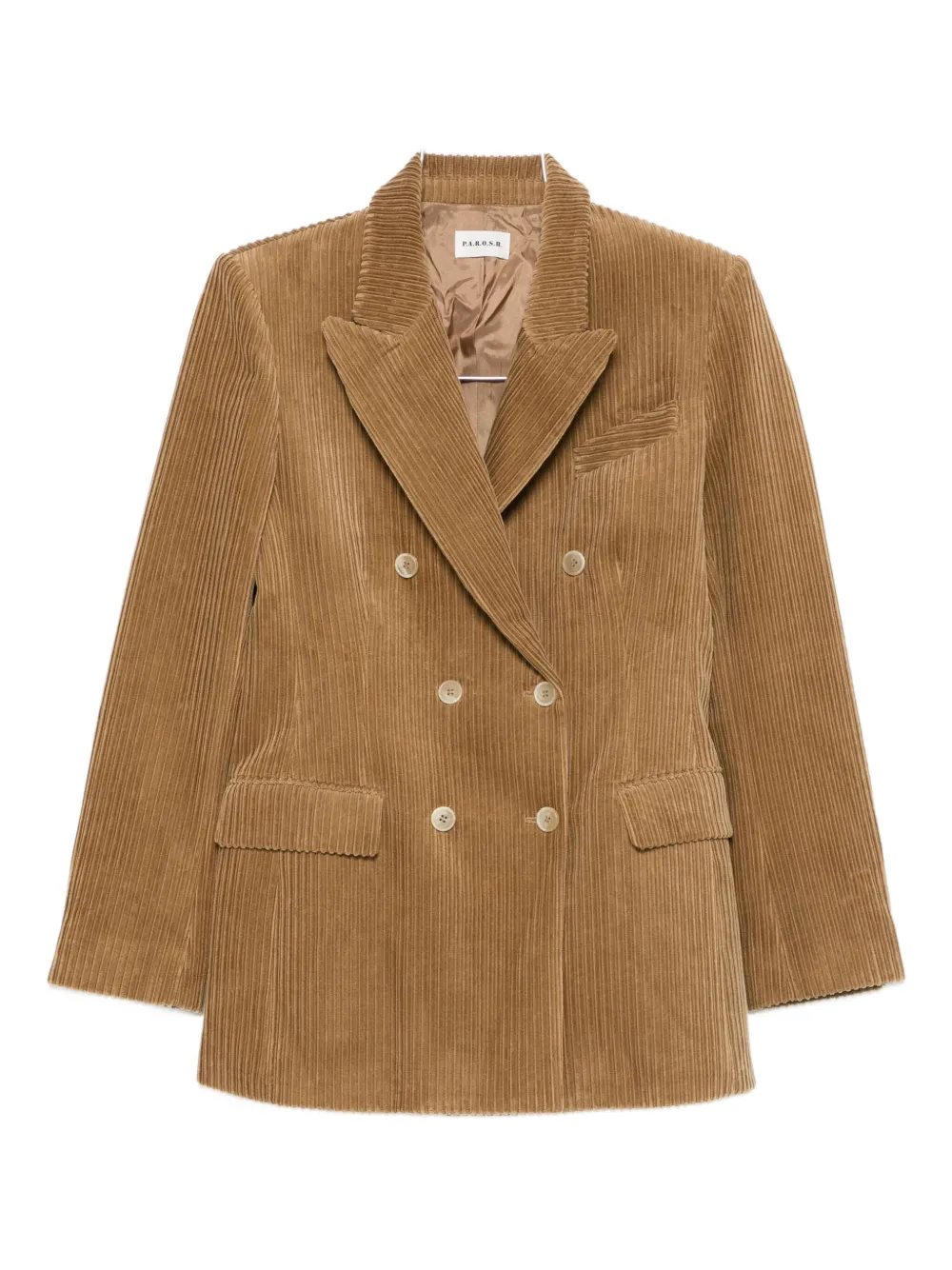 

Двубортный пиджак из вельвета P.A.R.O.S.H., коричневый