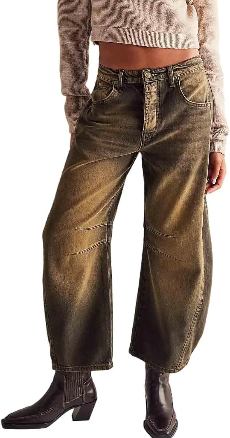 

Женские джинсы casual свободного кроя mid waist MOMEITU