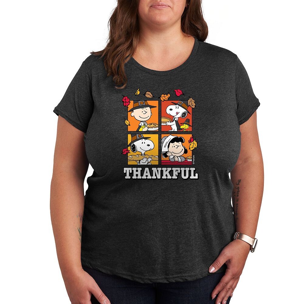 

Футболка Plus Peanuts с рисунком благодарности Licensed Character, цвет Heather Charcoal