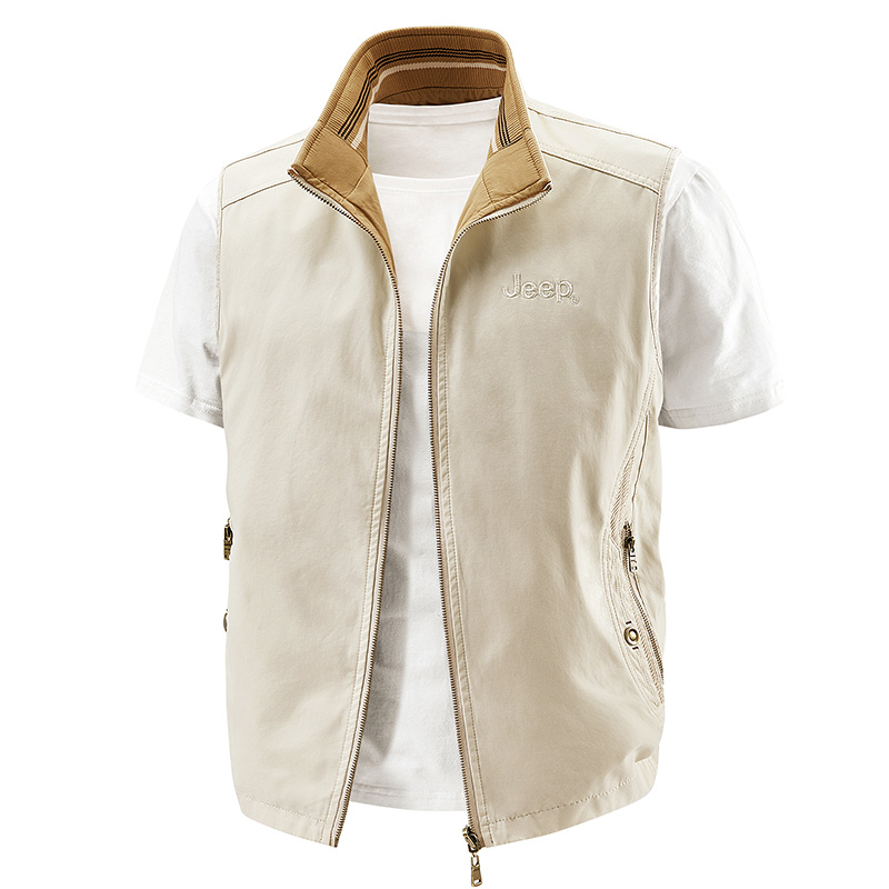 

Жилет Unisex Stand Collar Moderate Others Jeep, экрю