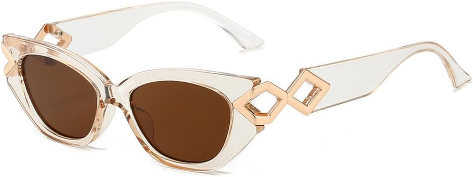 

Модные солнцезащитные очки «кошачий глаз» с градиентными линзами, персонализированной оправой в виде скрепки, роскошным декором, защитой от УФ-излучения UV400 generic, Tea Tea