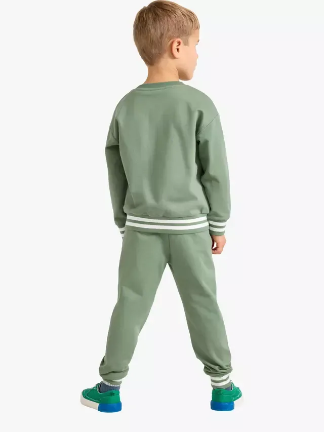 Детские хлопковые спортивные брюки с динозаврами, светло-хаки Lindex — фото 3
