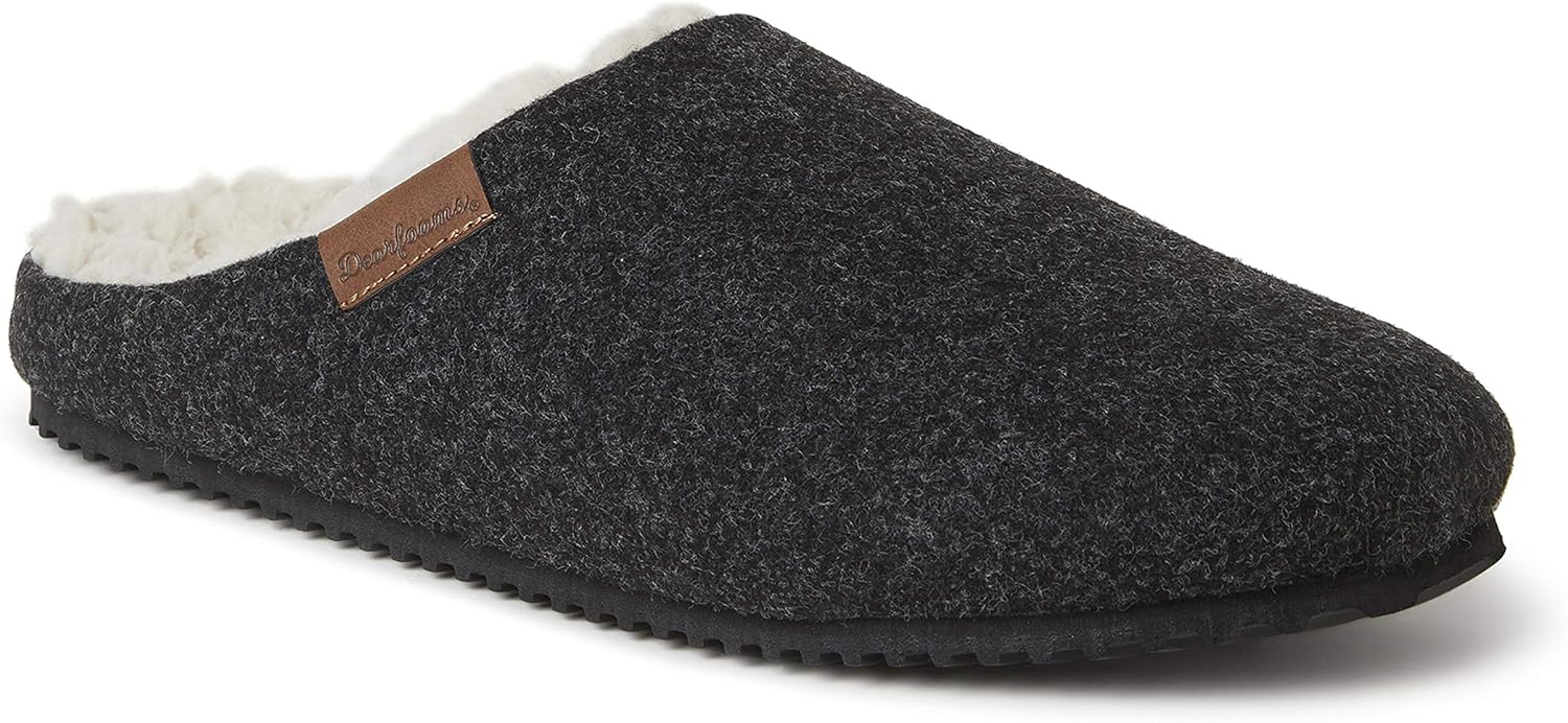 Мужские тапочки Dearfoams Microwool с формованной стелькой, черный — фото 2