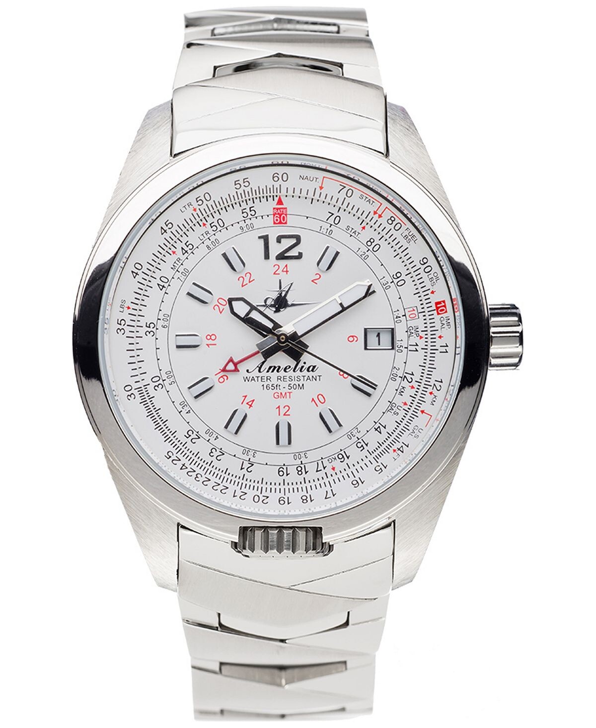 

Женские часы Amelia Swiss GMT с браслетом из нержавеющей стали, 40 мм Abingdon Co., белый