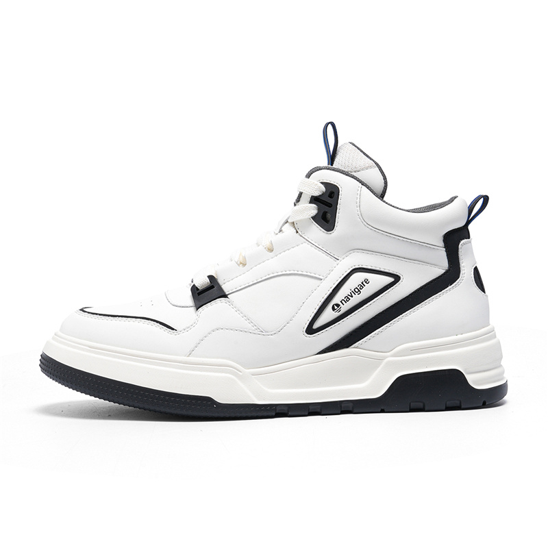 

NAVIGARE Кроссовки для скейтбординга мужские, белые, черные, средней высоты