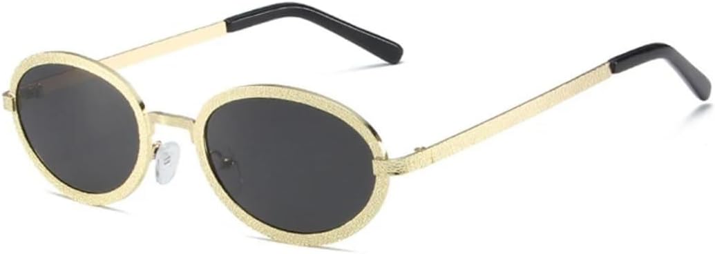 

Солнцезащитные очки с защитой UV400 | Овальная металлическая оправа, цветные линзы | Для женщин и мужчин, для занятий спортом на открытом воздухе и вождения LXLHWN, Golden Grey