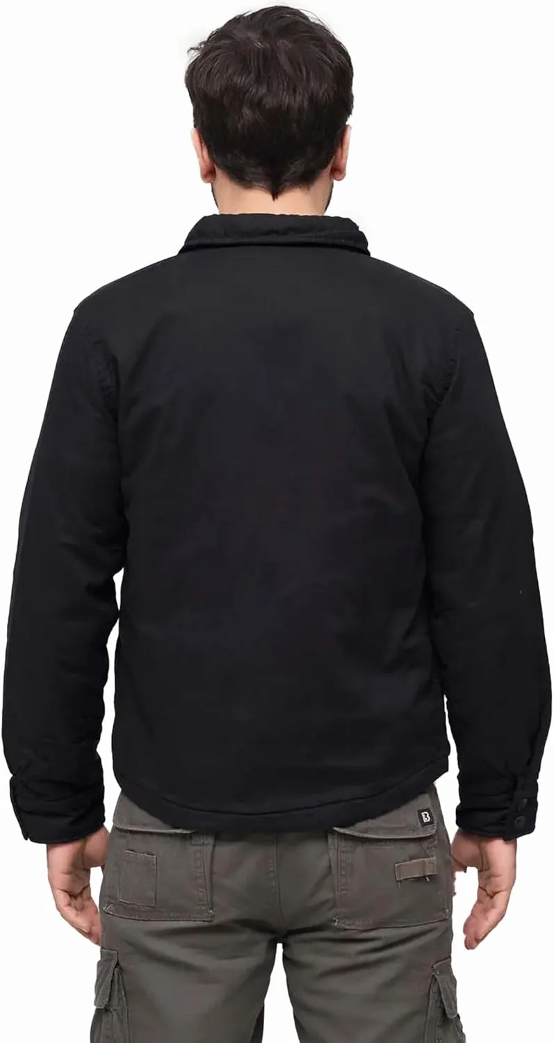 Мужская стеганая фланелевая куртка Brandit Individual Wear в стиле "лесоруб" - теплая повседневная куртка прямого кроя для активного отдыха на природе с двумя нагрудными карманами, черный — фото 3