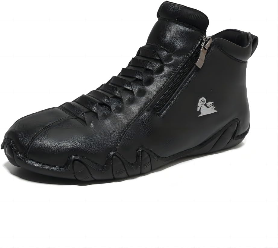 

Мужские повседневные лоферы Asifn, кожаные, ручная строчка, легкие, противоскользящие, дышащие, для походов на открытом воздухе, мягкие плоские ботинки средней высоты, черный