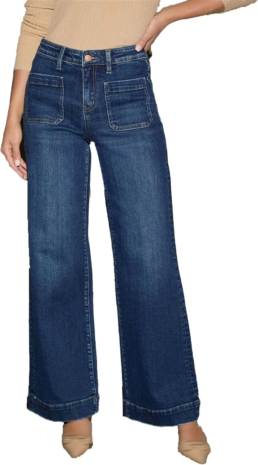 Джинсы с высокой талией, Wide Leg, Dark Blue