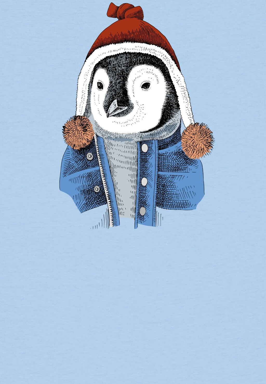 

Футболка с принтом PINGUIN watapparel, светло-голубой