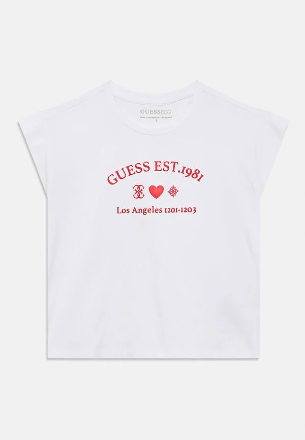 Детская футболка миди с принтом Guess, Pure White