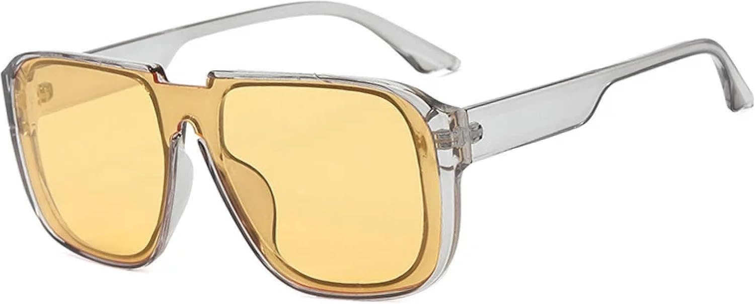 

Роскошные цельные солнцезащитные очки для женщин, модные солнцезащитные очки UV400, ретро-очки для мужчин в стиле панк, очки для активного отдыха на природе TKKTLLT, Gray Yellow