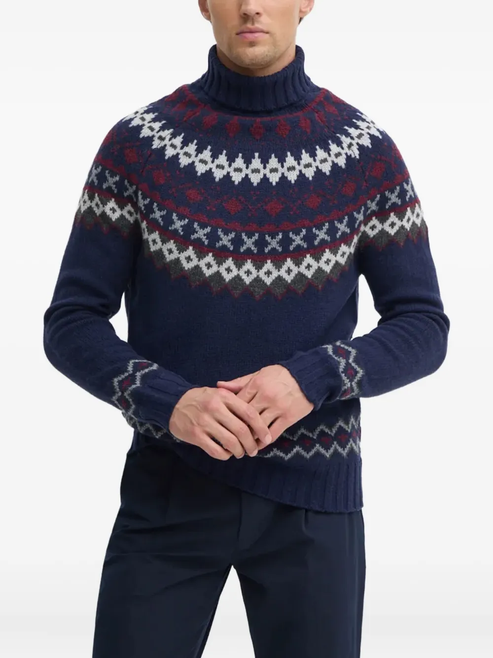 

Свитер с высоким воротником и узором Barbour, синий