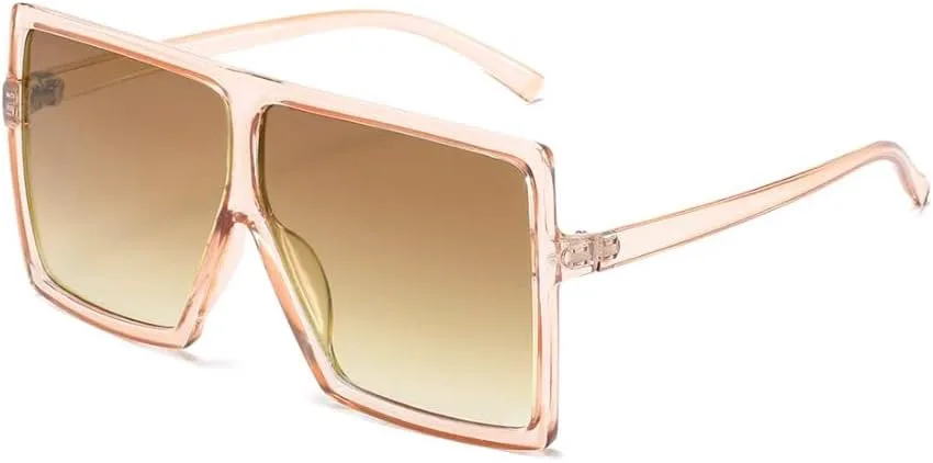 

Квадратные солнцезащитные очки большого размера для женщин и мужчин, с плоской верхней частью, модные, с защитой от УФ-излучения ENSARJOE, 16009a-transparent Brow