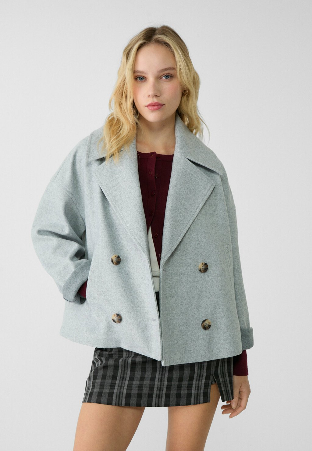 

Блейзер SOFT WRAP Stradivarius, серый