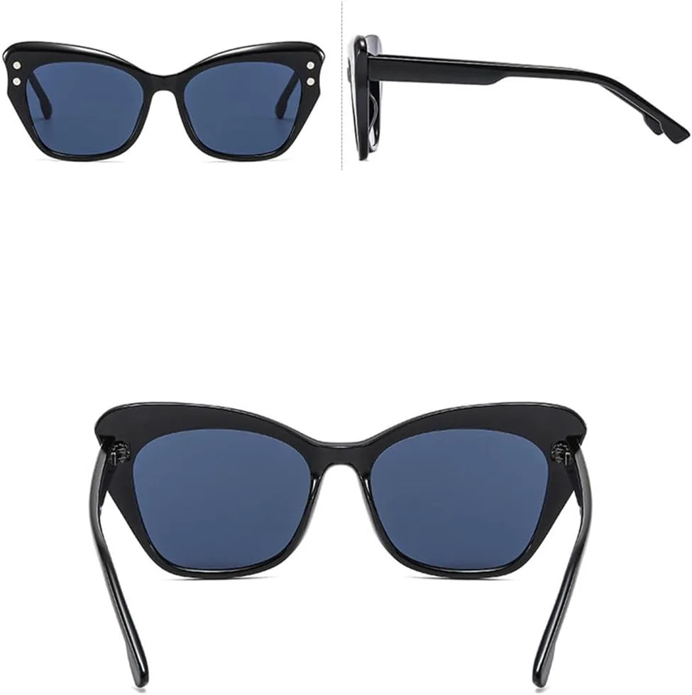 

2027 Женские солнцезащитные очки-бабочки, модные, с заклепками, контрастными полосками, дорожный солнцезащитный козырек, защита от УФ-излучения UV400 MTZJH, Champagne