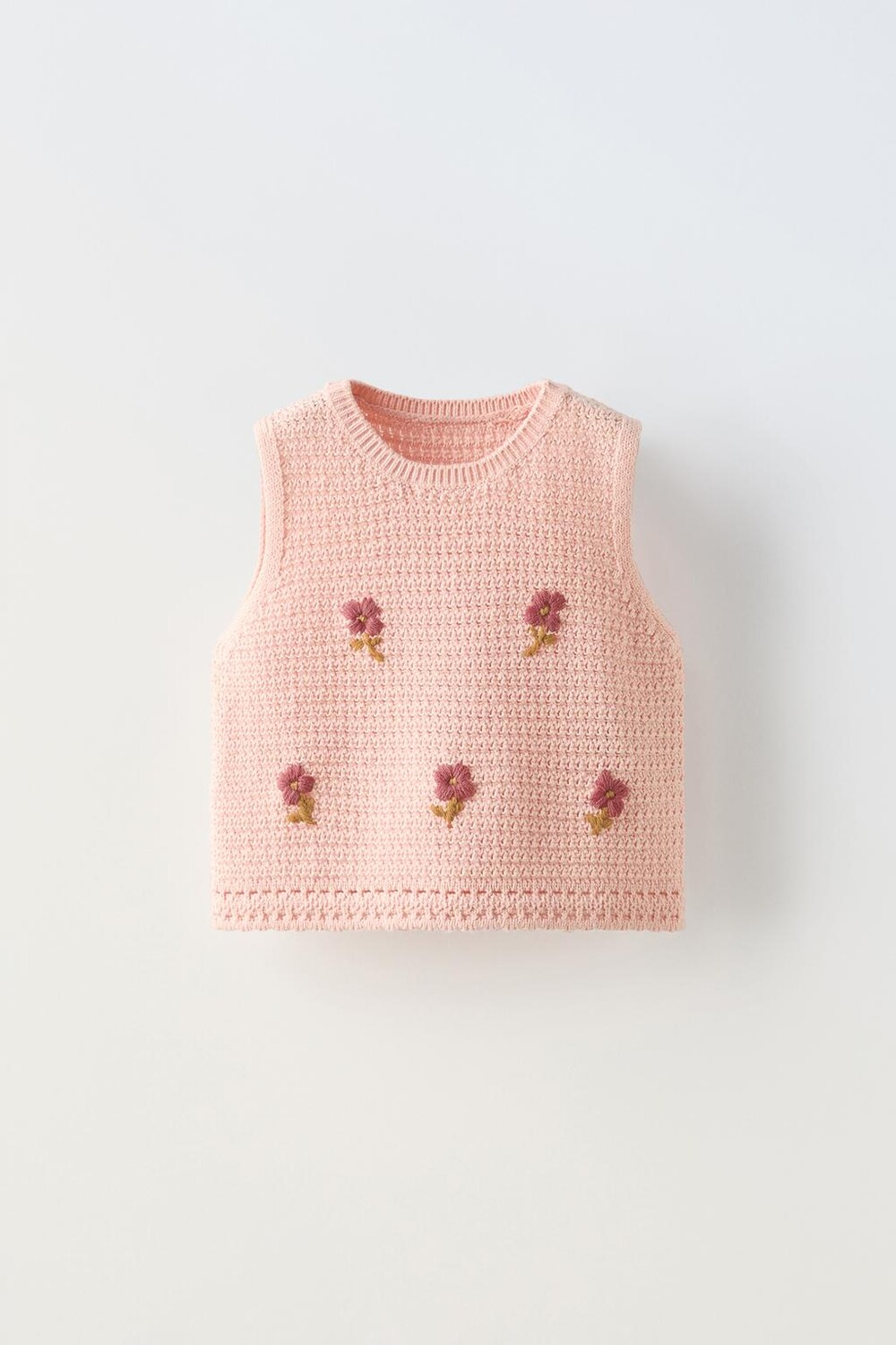 

Трикотажный топ с цветочным узором ZARA, цвет peach