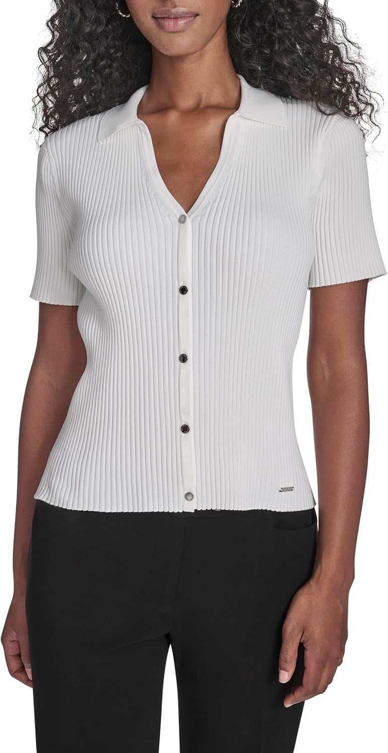 

Женская блузка Calvin Klein с V-образным вырезом и воротником, Cream