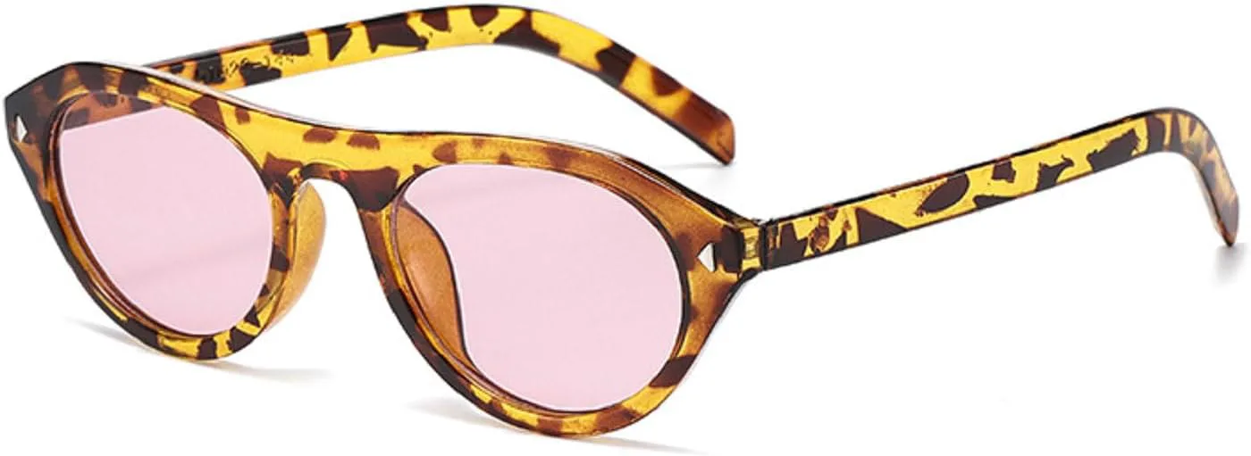 

Ретро-солнцезащитные очки овальной формы для женщин, очки «кошачий глаз», модные винтажные очки для женщин, защита от УФ-излучения UV400 mincl, Leopard Pink
