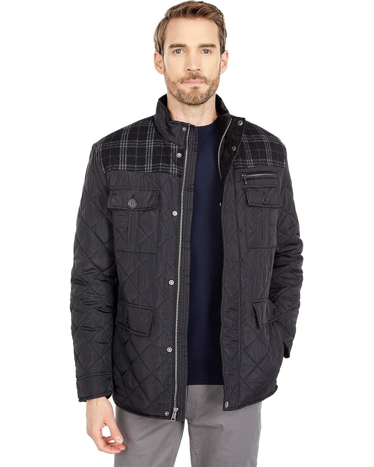 

Куртка Cole Haan 29" Essential Quilt Mixed Media Multi Pocket Jacket, черный