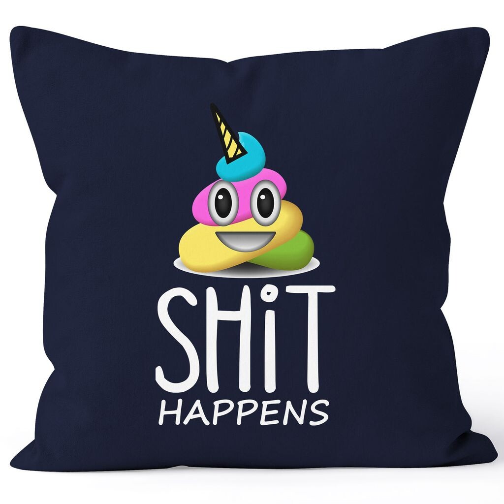 

Чехол на подушку Shit Happens разноцветный ворс какашек единорог Pile of Poo 40x40 хлопок MoonWorks темно-синий униразмер