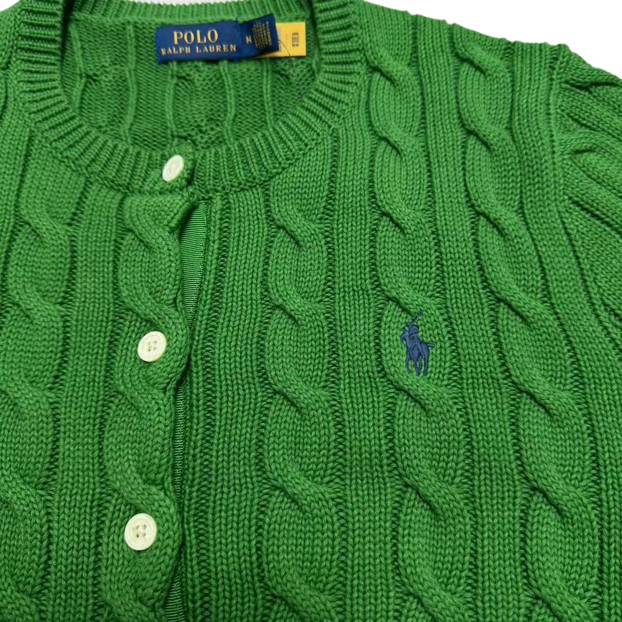 SS25 Вязаный топ для женщин Polo Ralph Lauren, зеленый — фото 4