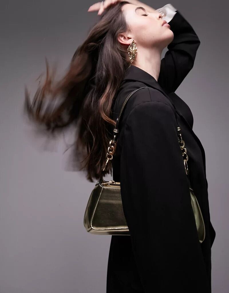 

Золотая сумка на плечо с цепочкой Topshop Sisi