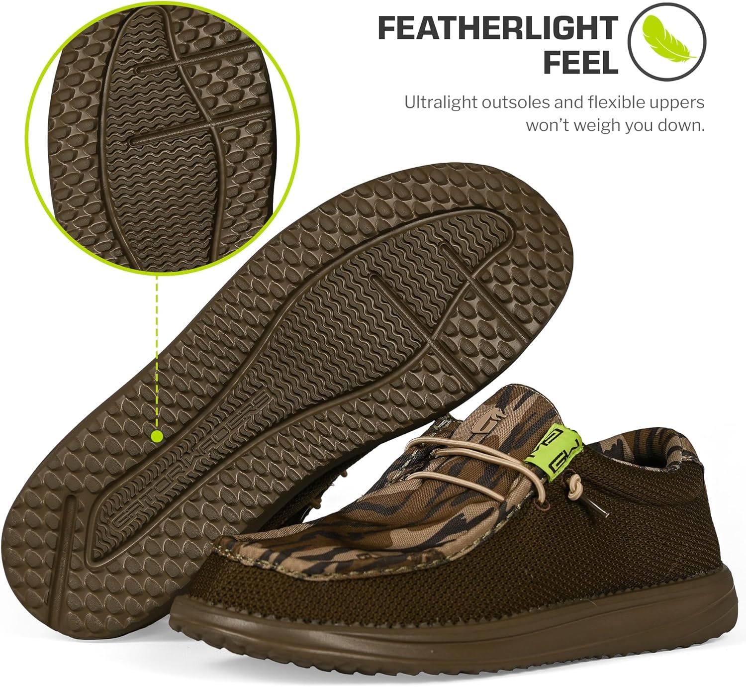 Мужские ботинки Gator Waders для кемпинга - дышащие лоферы без шнуровки - эластичные шнурки - сверхлегкая амортизация на весь день - удобная посадка, Mossy Oak Bottomland — фото 4
