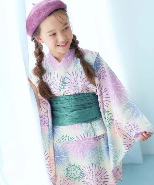 Детское кимоно Yukata с поясом хэко, бренд devirock, белый