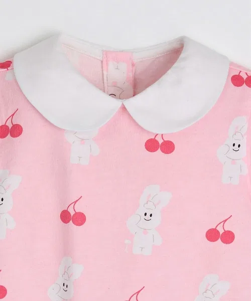 Детский костюм с принтом Cream Bunny, moimoln, топ и брюки, 100% хлопок, розовый — фото 4