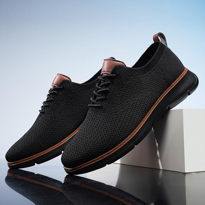 Мужские дышащие кроссовки Knitflex из сетки Оксфорд Swzec, черный — фото 4