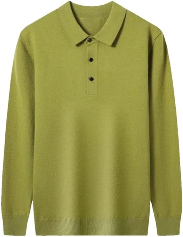 

Мужской однотонный деловой вязаный свитер с лацканами и пуговицами