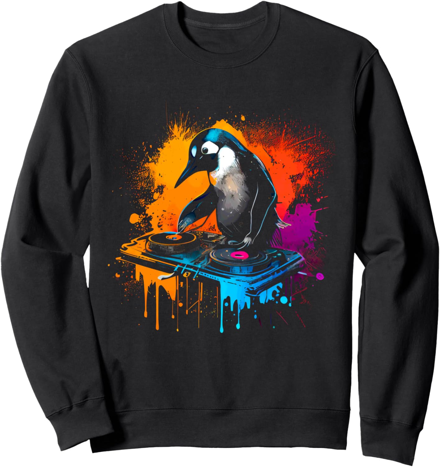 

Толстовка с изображением диджейского проигрывателя Penguin Music Lover Penguin Dj Turntables Party Fun, черный