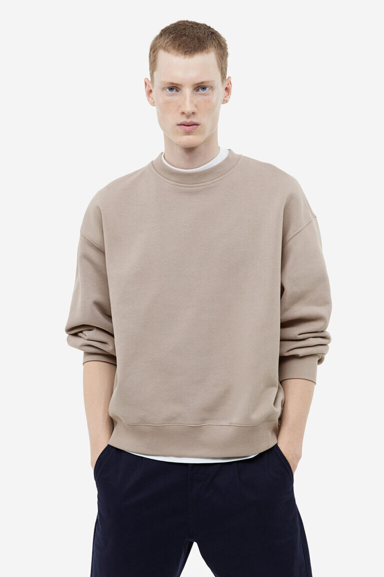 

Хлопковая толстовка оверсайз-фита H&M, серый