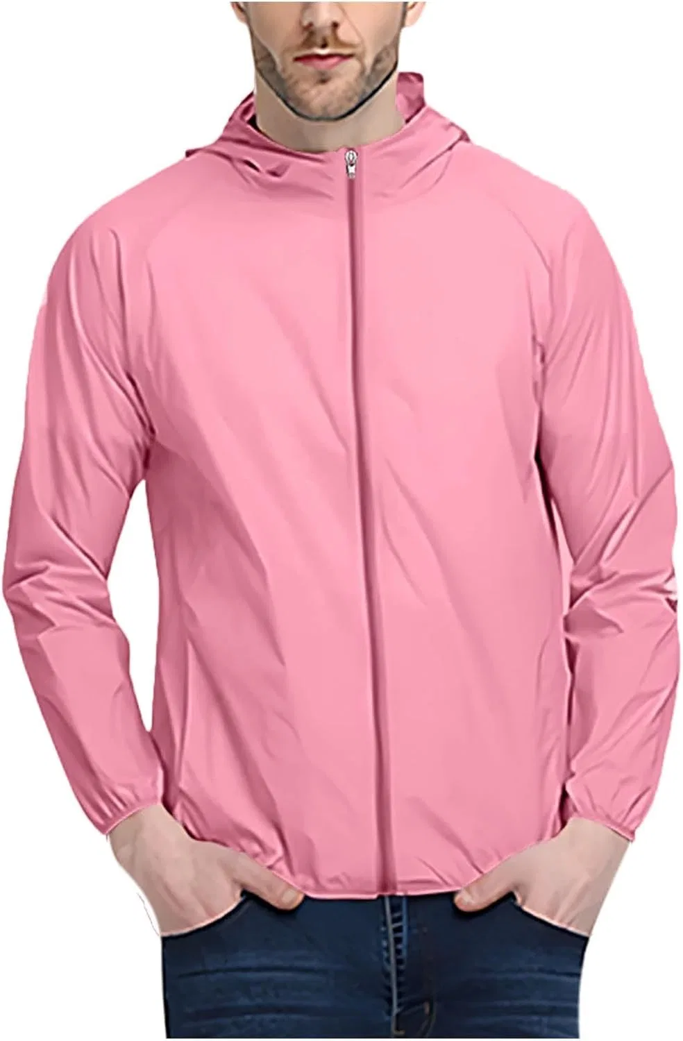 Мужская куртка с капюшоном UPF 50+, UV-защита, быстросохнущая, Pink