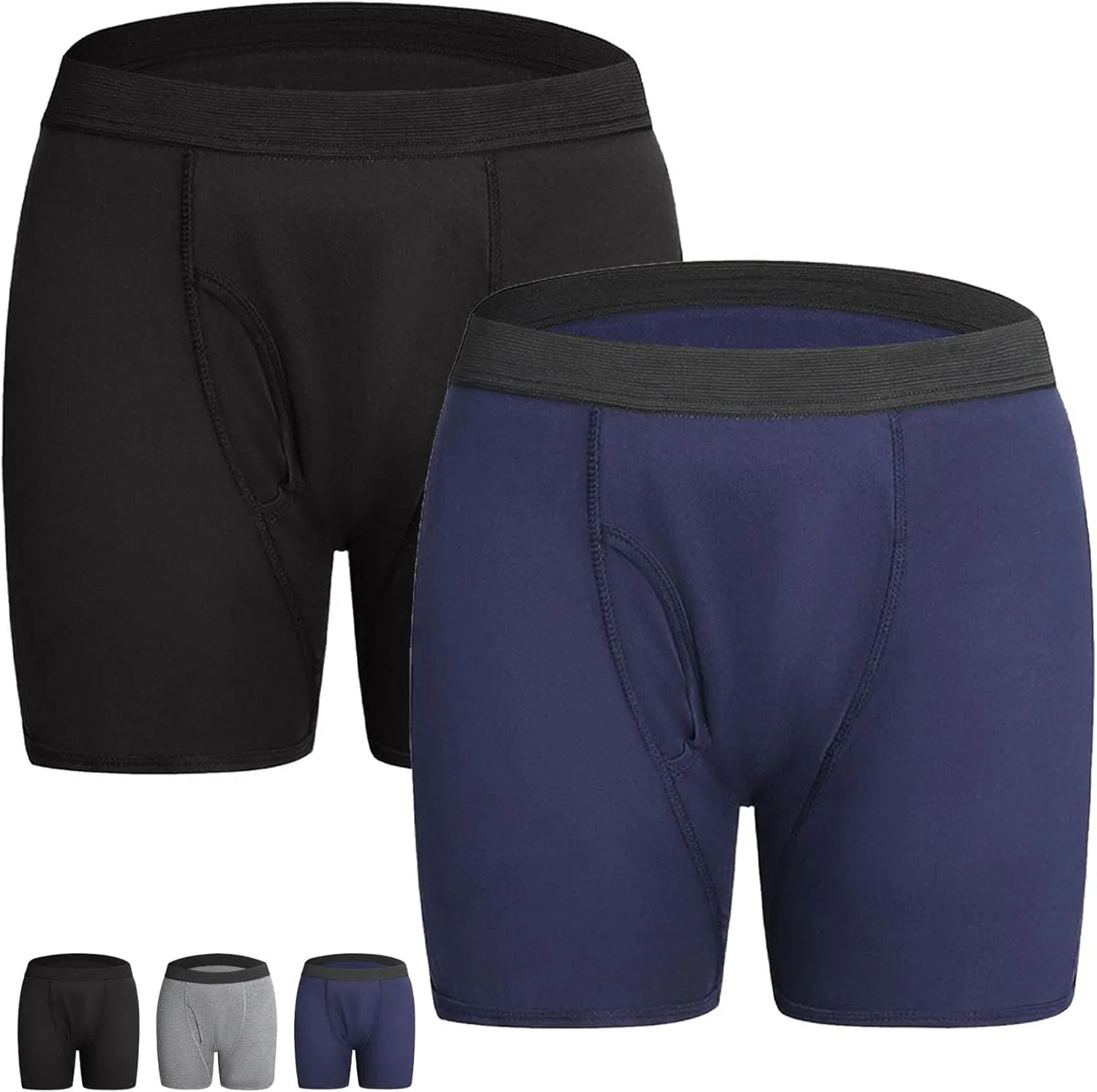 Трусы боксеры, впитывающие, Black, Blue