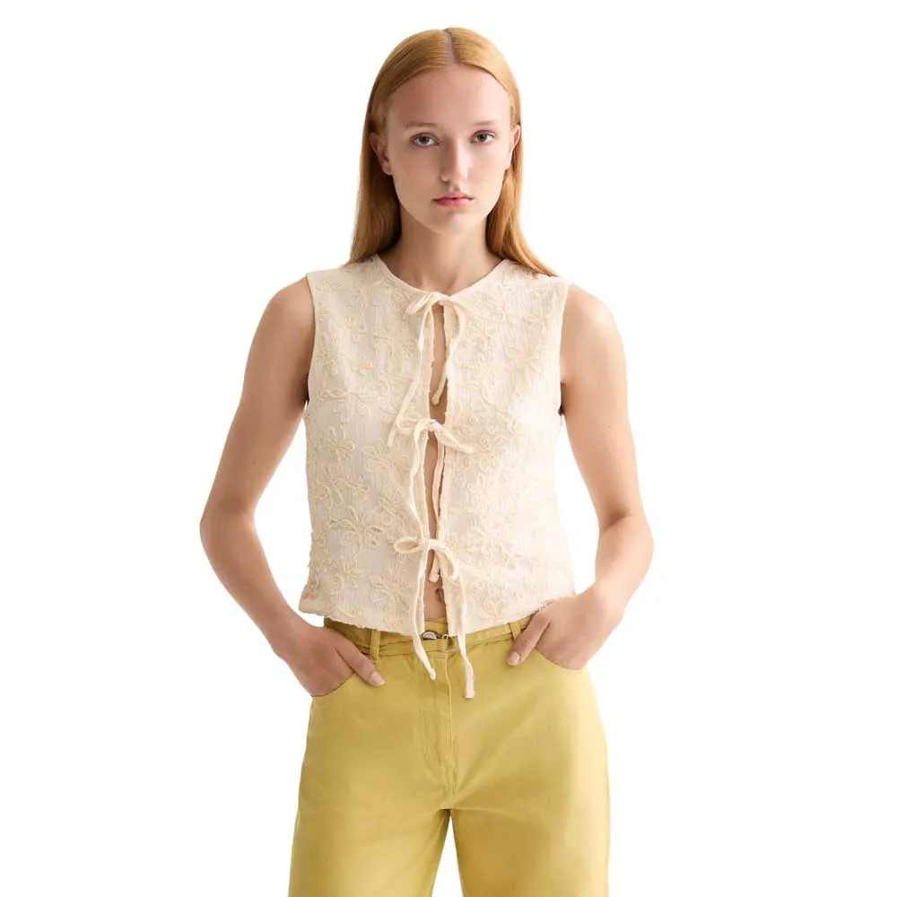 

Блузка Scotch & Soda Bow Closure Structured sleeveless, бежевый