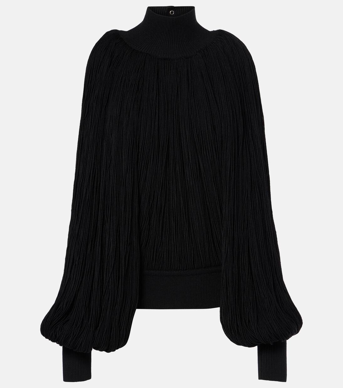 

Шерстяной свитер с бахромой Alaïa, цвет noir alaia