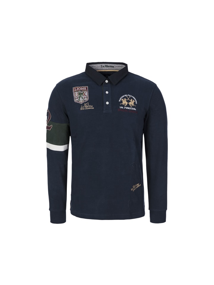 

Рубашка-поло с длинными рукавами MBP600 темно-синего цвета La Martina, Синий, Рубашка-поло с длинными рукавами MBP600 темно-синего цвета La Martina