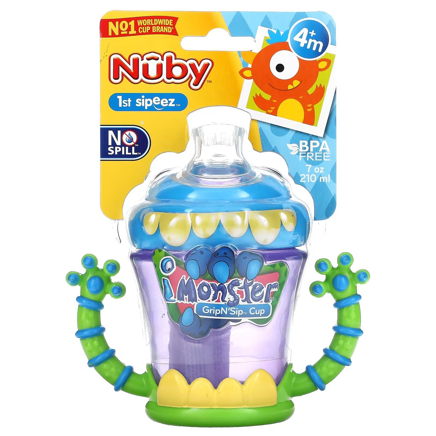 

Чашка iMonster Grip N' Sip, от 4 месяцев, 7 унций (210 мл) Nuby